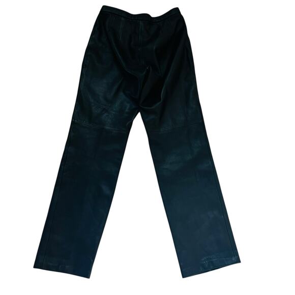 Jacqueline Ferrar Leather High Rise Straight Leg Pants Size 8 Black - Picture 2 of 8